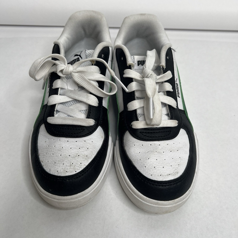 PUMA Green White 3 3C Block Lace Up Youth Boys White Sneakers Casual Shoes